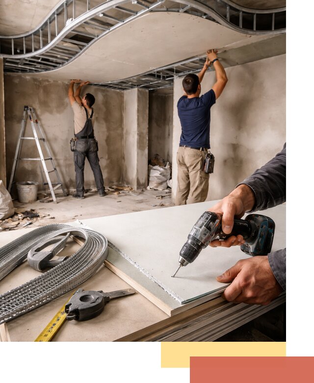 Криволинейный потолок из гипсокартона в Армавире — монтаж и отделка