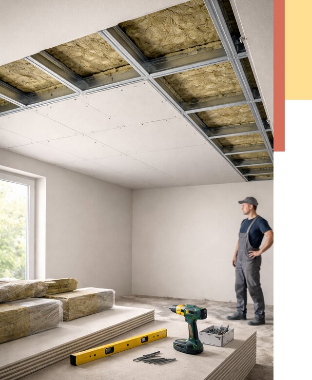 Звукоизоляция потолка ГКЛ в Армавире от 962 руб. — монтаж под ключ | ОТДЕЛОЧНИК-Рмв