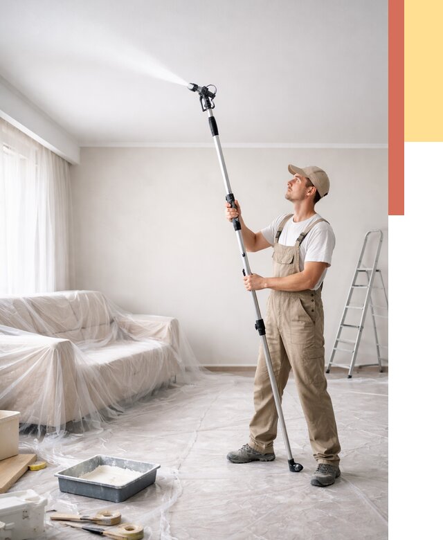 Покраска потолка краскопультом в Армавире от 4559 руб. быстро и недорого | ОТДЕЛОЧНИК-Рмв